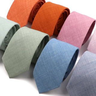 New Casual Solid Color Ties For Men Green Blue Pink Cotton Necktie Narrow Collar Slim Skinny Cravat Wedding Party Accessories
