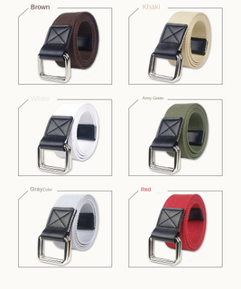  High-quality Fashion Casual Canvas Belt Women Double Loop Buckle Jeans Belt Male Female Young Student Decorative Belt for Men