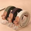 120-130cm Casual Knitted Pin Buckle Men Belt Woven Canvas Elastic Expandable Braided Stretch Belts For Women Jeans Female Belt