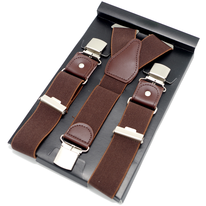 Leather Suspender Mens Navy BlueElastic Suspender Trousers 3Clips-on Men Suspenders Length-adjustable Strap 3.5cm*120cm 