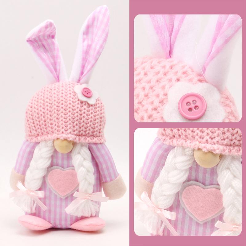 Easter Decoration: Dwarf Goblin Men's And Women's Plaid Rabbit Faceless Doll Ornament