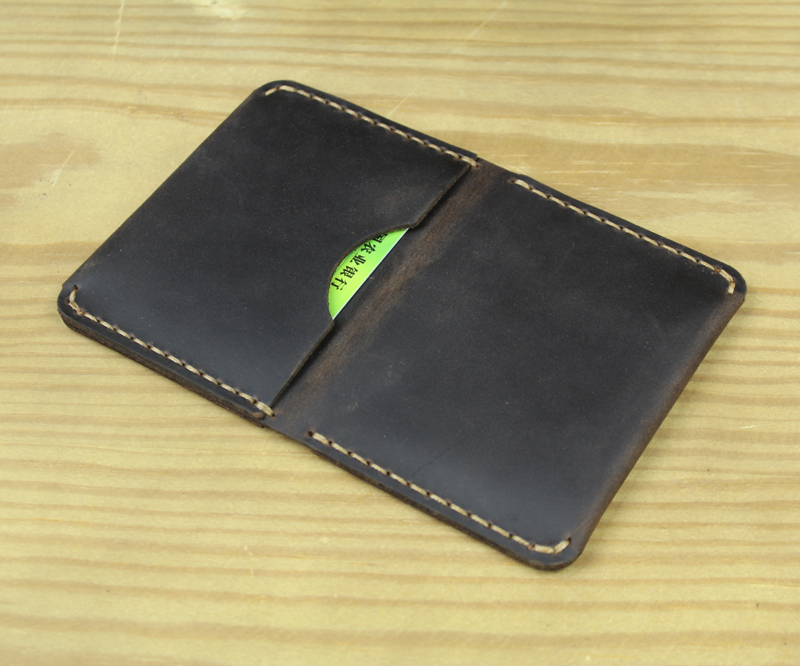 Handmade Vintage Crazy Horse Genuine Leather Card Holder Credit Card Wallet Leather Small Purse Organizer Business Card Holder