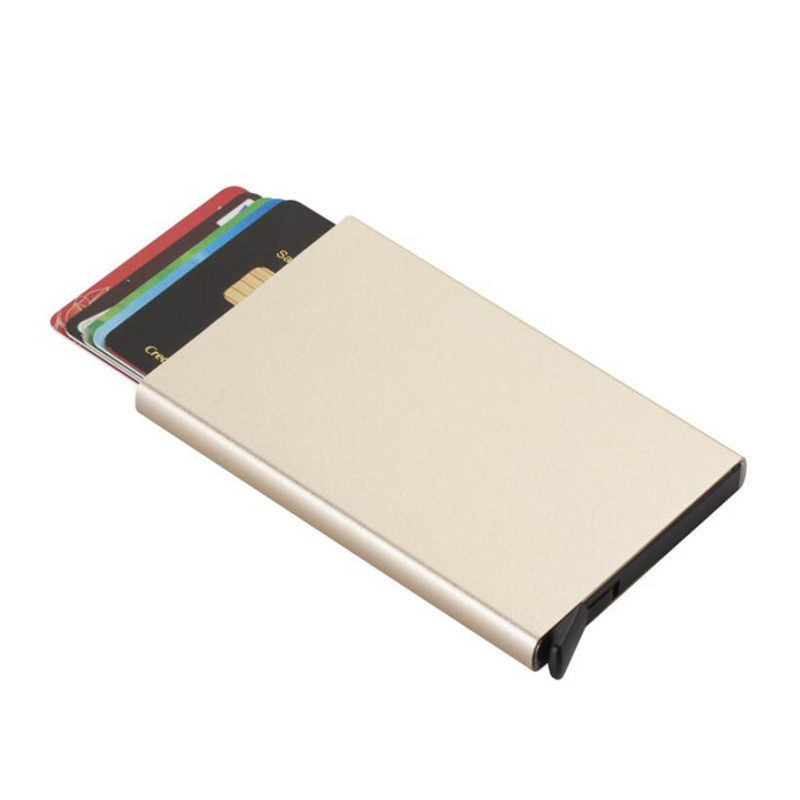 Smart Wallet Card Holder Metal Thin Slim Men Women Wallets Pop Up Minimalist Id Card Case Small Black Purse Wallets for Men