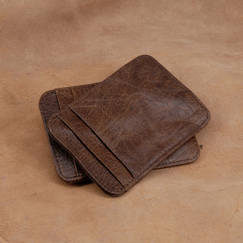  Retro Leather Credit Business Mini Card Wallet Convenient Man Women Smart Wallet Business Card Holder Cash Wallet Card Case