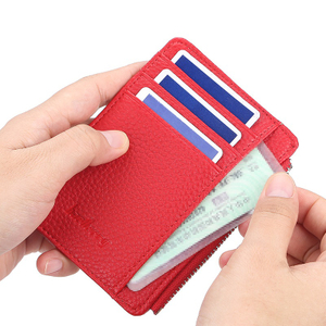 New Fashion Men/Women Mini ID Card Holders Business Credit Card Holder PU Leather Slim Bank Card Case Organizer Wallet Zipper