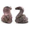 Cobra Snake Statue Natural Pink Black Rhodonite Reiki Crystal Stone Craft Animal Desk Decorations Tea Pets Ornaments, Gift, 2.9"