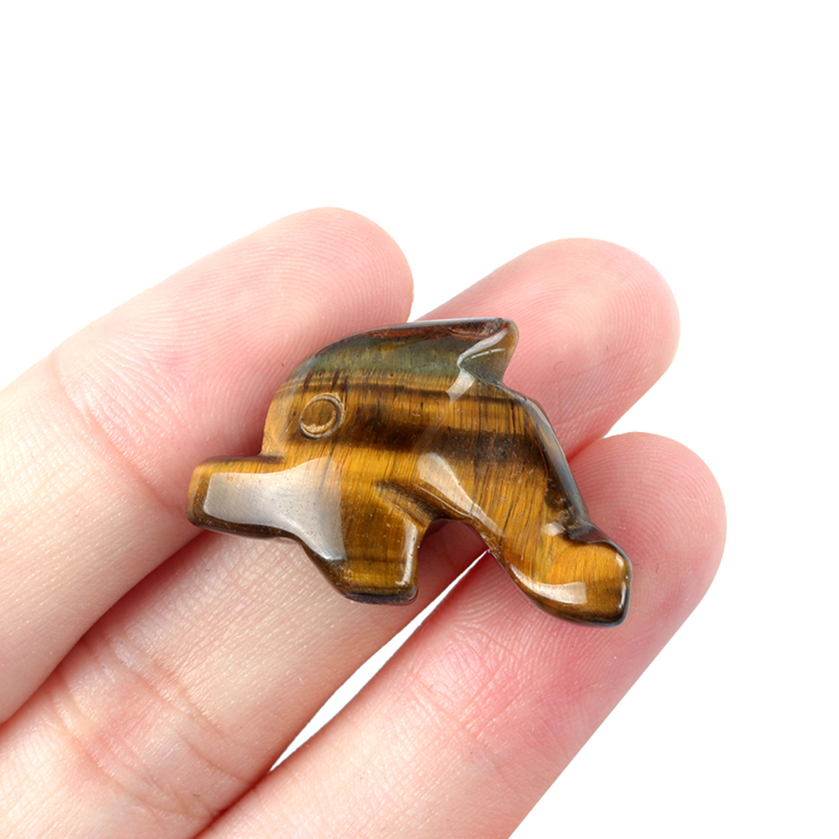 1PC Dolphin Statue Natural Tiger Eye Crystal Healing Stone Carving Gems Animal Figurine Crafts Home Decor Ornament Gifts