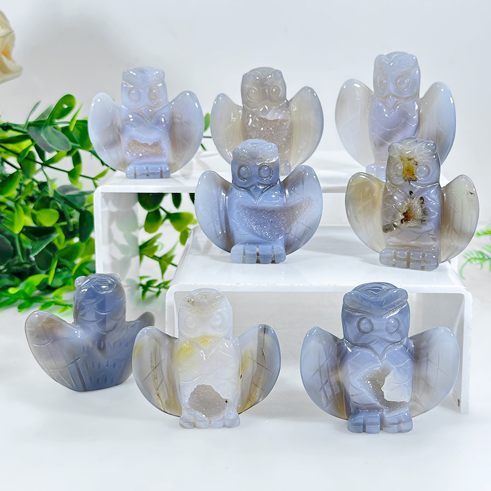1PC Natural Agate Unicorn,Owl,Turtle,Penguin Natural Crystal，Mineral Collectible Specimen，Small Ornament Decor Art Carving