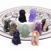 1.2Inch Mini Gemstones Dog Statue Natural Healing Crystal Mineral Animal Figurine Stone Carving Ornament Energy Carft Home Deco