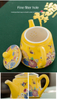 Ceramic Enamel Colored Tea Pot Kung Fu Tea Set Colored Painted Water Pot Tea Cup Cover Bowl Heated Kettle Infuser Teapot Clay