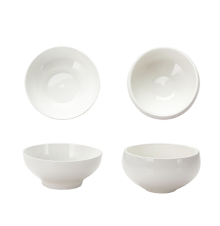 Ceramic Rice Bowl Small Drum-shaped Bowl Household Soup Bowl Creative Pure White Porcelain Tableware 4.3 Inches