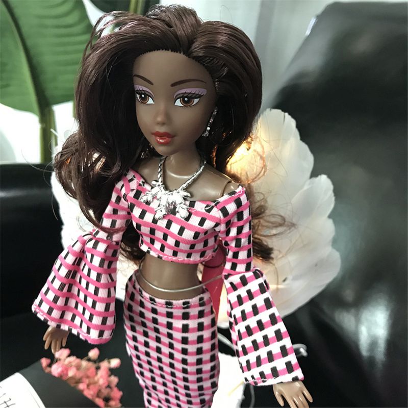 1Pc Toy African Doll American Doll Accessories Body Joints Can Change Head Foot Move African Black Girl Gift Pretend Toy Baby