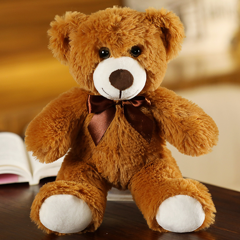 35CM Cute Colorful Bow Tie Bear Doll Plush Toy Hug Bear Doll Children Birthday Gift Pillow Teddy Bear Home Living Room Bedroom