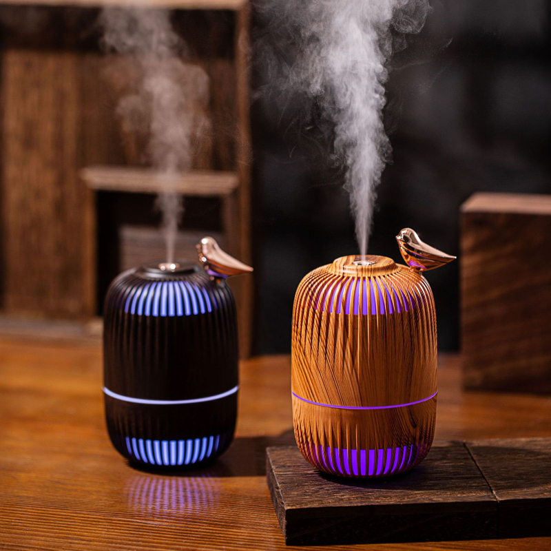New USB Mini Antidry Burning Wood Grain Super Large Fog Spray Diffuser Office Home Air Humidifier Gift