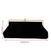 Women Retro Black Velvet Evening Clutch Bag Glitter Rhinestone Buckle Banquet Party Ladies Handbag Purse with Chain