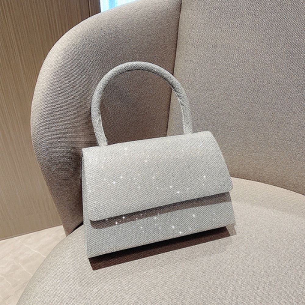 New Silver Bright Silk Evening Bag Women Elegant Fashion Banquet Clutch Chain Shoulder Bags Luxury Purse Female Handbag