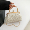 Artificial Pearl Diamond Inlaid Shoulder Bag Metal Chain Messenger Bag Lady Banquet Shell Bag Fashion Evening Handbag