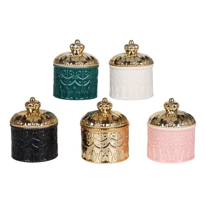 White Ceramic Jewelry Case Ring Holder Trinket Jewel Box with Handmade Gild Edge Ceramic Flower Lid for Wedding Anniversary