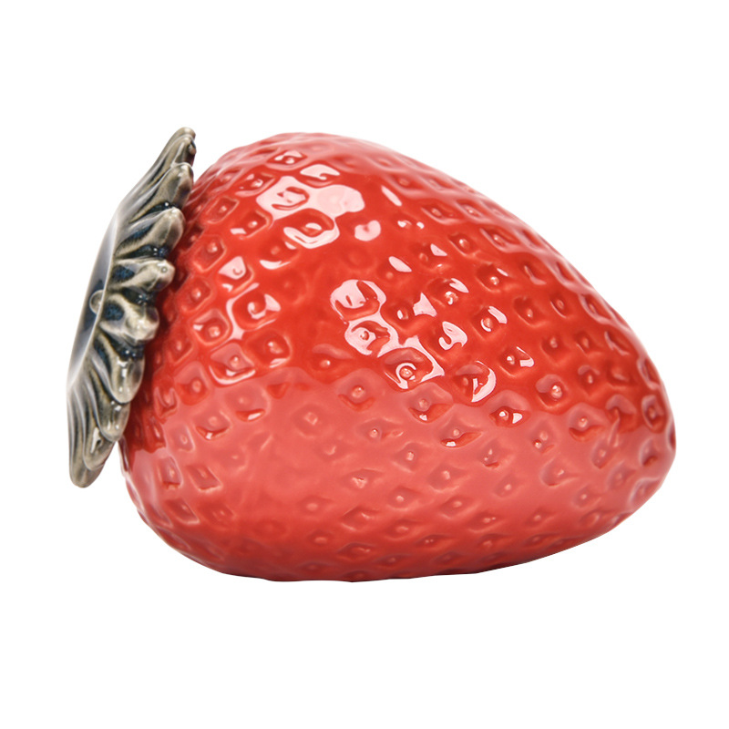  Strawberry Storage Jar Tea Caddy Ceramic Sealed Storage Tank Candy Jar Container Tea Organizer Box Cartoon Strawberry Bottle