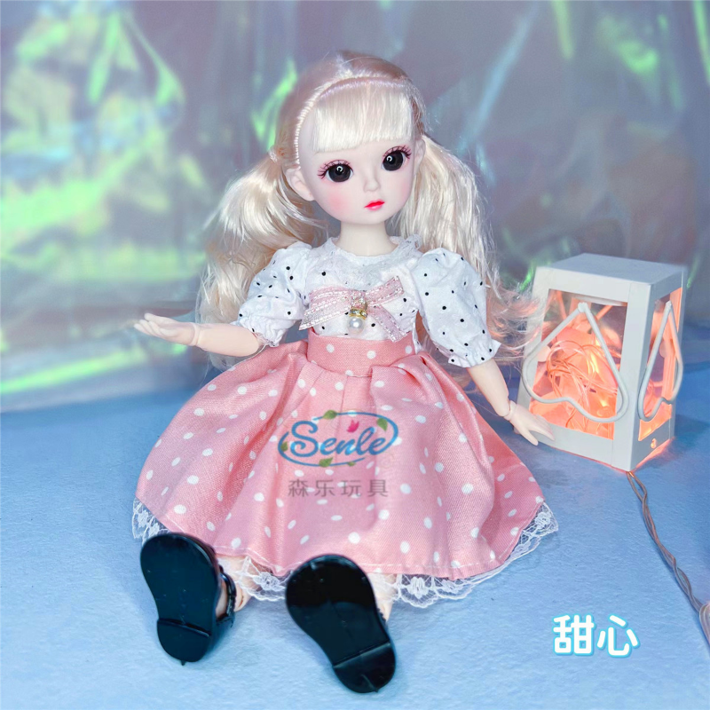 30cm Fat Doll 12 Moveable Joints 1/6 Girls Dress 3D Brown Eyes Toy with Clothes Shoes Girls Toys Children Gift