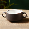 Wholesale Glazed Ceramic Smooth Dinnerware Dining Bowl Japanese Double-ear Small Soup Bowl Dessert Bowl
