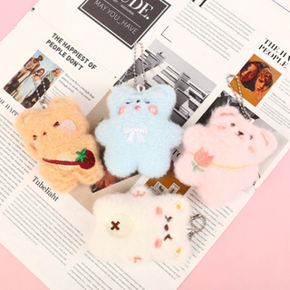 1PCS Cute Little Bear Plush Doll Pendant Bag Pendant Stuffed Soft Cartoon Keychain Decoration Creative Key Ring Birthday Gift