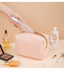 Women Cosmetic Bag Waterproof PU Leather Solid Color Makeup Pouch Travel Portable Wash Toiletry Storage Bag Organizer Purse 