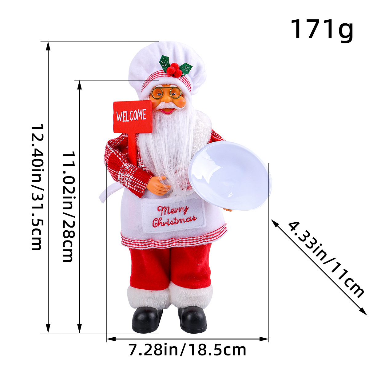 Standing Santa Claus Doll Ornament Christmas Cute Hug Gift Doll Window Decoration Supplies