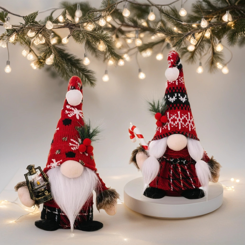 Christmas New Product Cane American Faceless Doll Knitted Bent Hat Dwarf Standing Doll Ornament