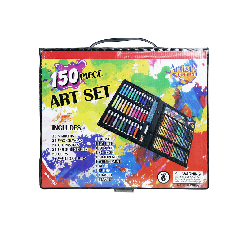  Art Set With Acrylic Paints Crayons Colored Pencils Paint Set Wooden Case Professional Art Kit Micro Art Studio