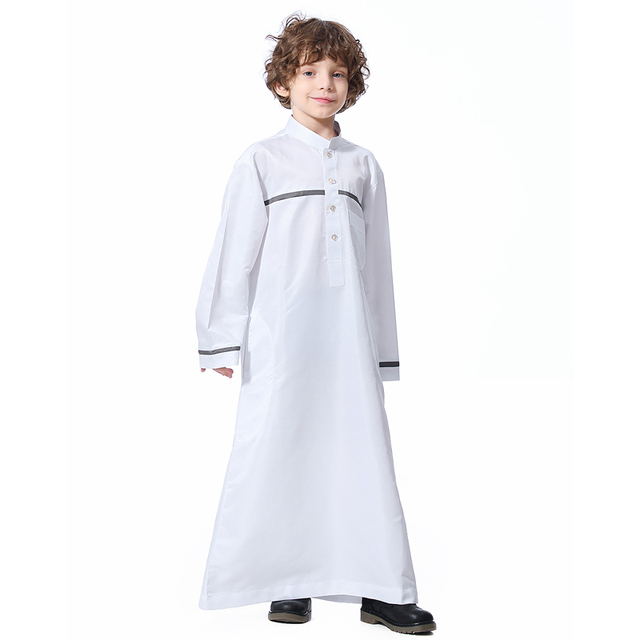 Muslim Arab Jubba Boys Robe Kids Abayas Kaftan Islamic Clothing Long Sleeve Thobe Middle East Teenage Clothing Ramadan Dress Eid