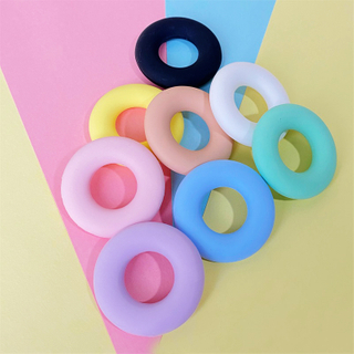 5pcs Donut Round Silicone Teether Beads Baby Teething Ring Food Grade Teething Necklace Toy Baby Products