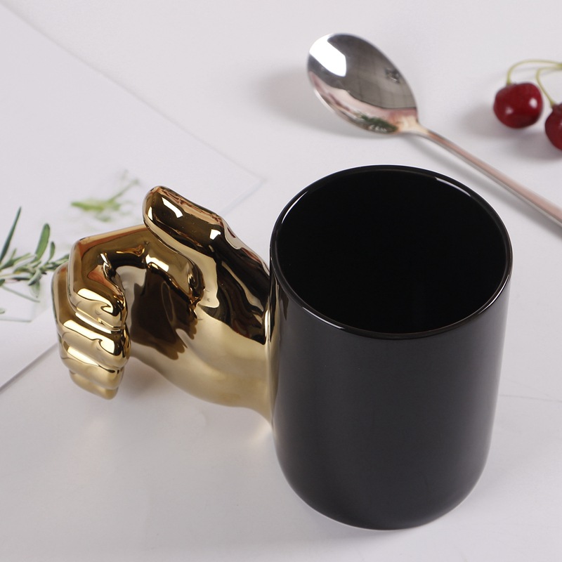 New Product 3D Unique HAND Ceramic Music Mug with Funny Handle 
