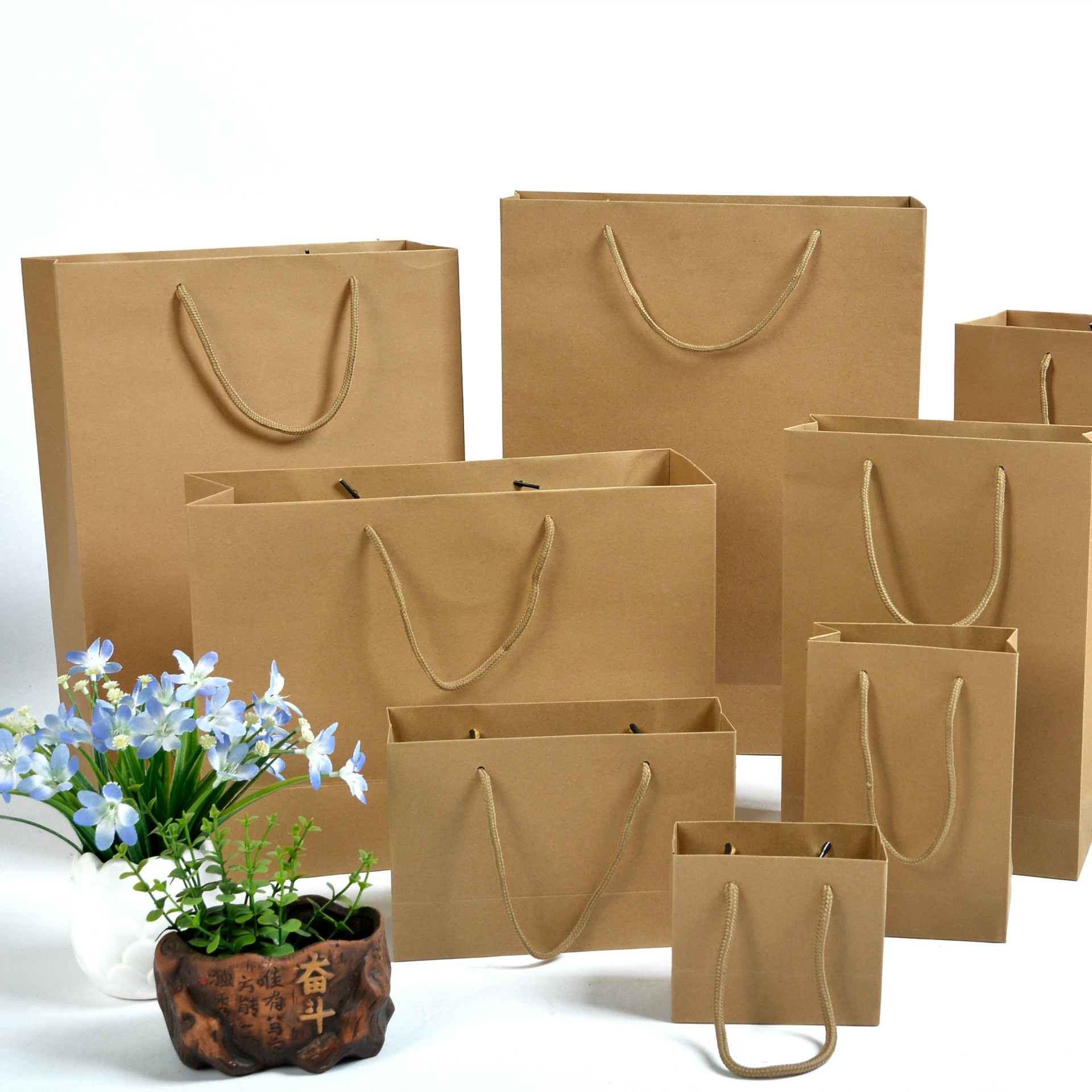 Cheap And High Quality Food Recycled Brown Kraft Paper Bag with Twisted Handle