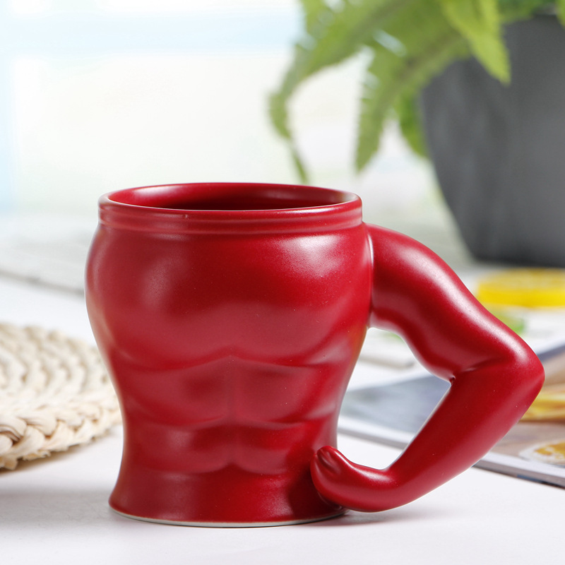 3D Black Muscle Man Creative Coffee Ceramic Mug