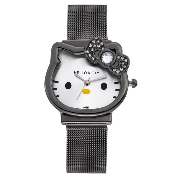 Cat Quartz Hello Kitty Watch Women Luxury Fashion Lady Girl Silver Stainless Steel Net Band Cute Wristwatch