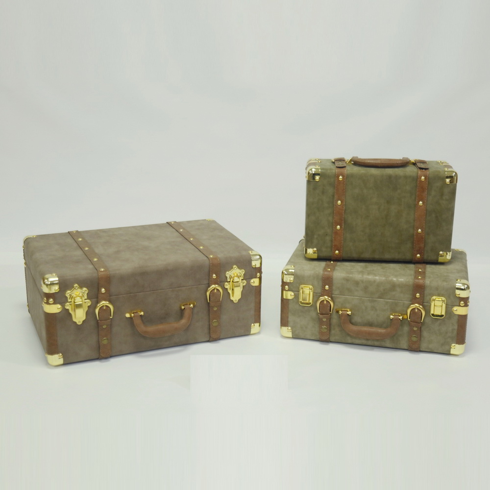 Decorative Vintage Antique Wood Suitcase 