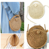 Handmade Round Straw Weave Bag For Lady Shoulder Beach Bag Handbag 