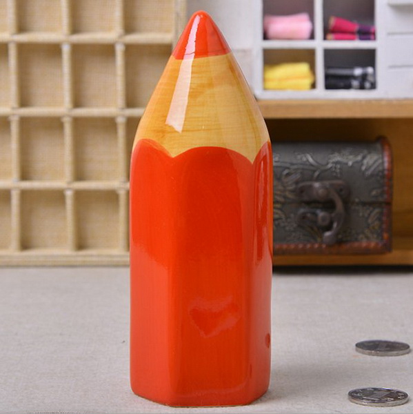 Ceramic Pencil Shade Money Box/lovely Coin Bank/ Best Hot Seller Ceramic Decorated Money Box