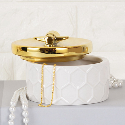 Luxury custom logo ceramic jewelry box, round trinket box