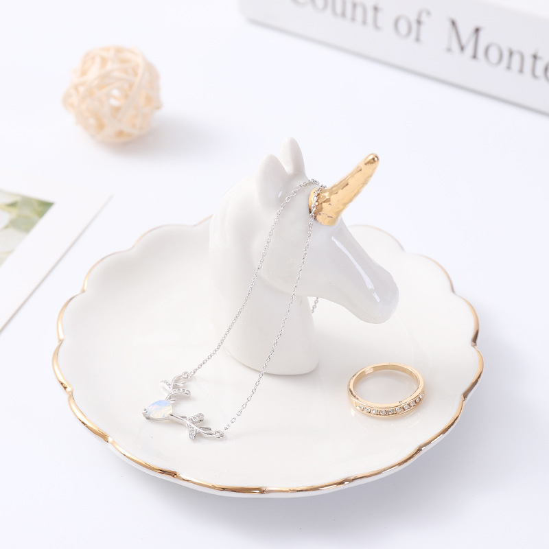 Original Ceramic Rainbow Unicorn Ring Dish Holder Jewelry Holder Dish Trinket Dish 