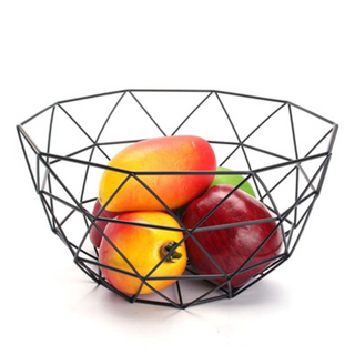 Nordic Style Fruit Basket Wire Decorated Metal Storage Basket Black Display Bowl Fruit Rack
