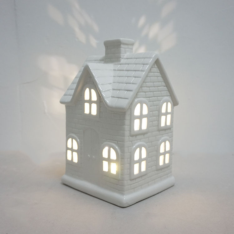 White Porcelain Christmas House with Led Light 