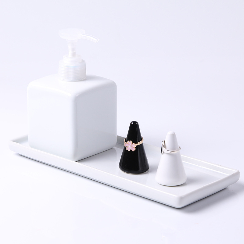 Porcelain cone jewelry ring holder with customized design decal