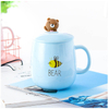 porcelain spoon ceramic cup cartoon plant mug with lid spoon coffee cup breakfast cup 