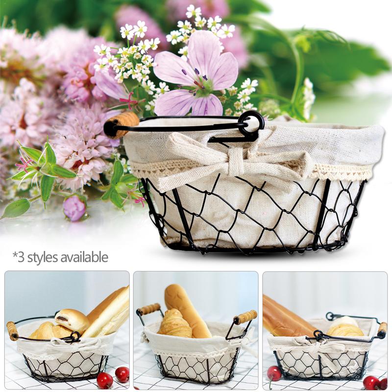 Iron Art Wire Storage The Table Is Decorated with Bread And Cutlery Snacks Storage Basket