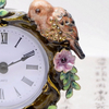 Antiqued Pearls Jeweled Round Tabletop Metal Clock