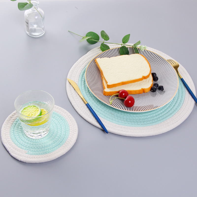 Natural Water Hyacinth Weave Placemat Round Braided Rattan Table Plate Mat