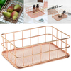 Copper Storage Basket Cosmetic Organizer Rose Gold Makeup Holder Metal Wire Basket