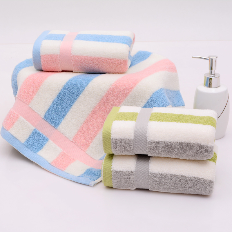 100% Cotton Fancy Hotel Face Towel With Embroidered Stripes For Sale 